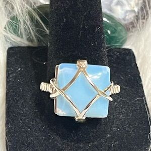 Chic Silver and Blue Women's Ring